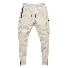 Load image into Gallery viewer, Joggers Slim Pants With Cargo Pockets - Cream White
