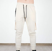 Load image into Gallery viewer, Joggers Slim Pants With Cargo Pockets - Cream White
