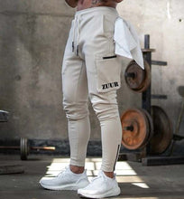 Load image into Gallery viewer, Joggers Slim Pants With Cargo Pockets - Cream White
