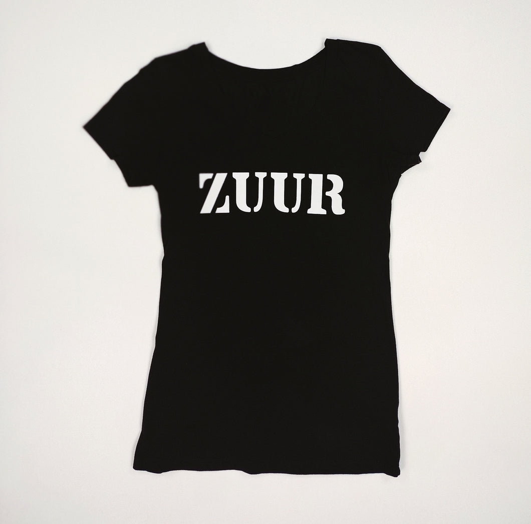 Zuur V-Neck Curvey Black Shirt